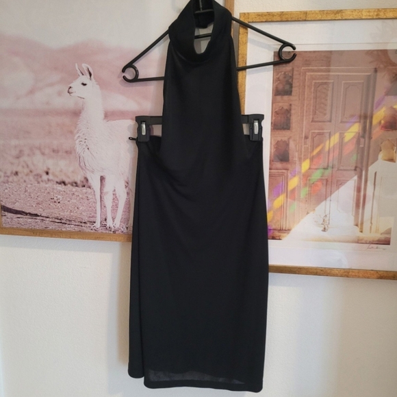 MOSCHINO DESIGNER TURTLENECK OPEN BACK SEMI SHEER DRESS - Picture 9 of 12